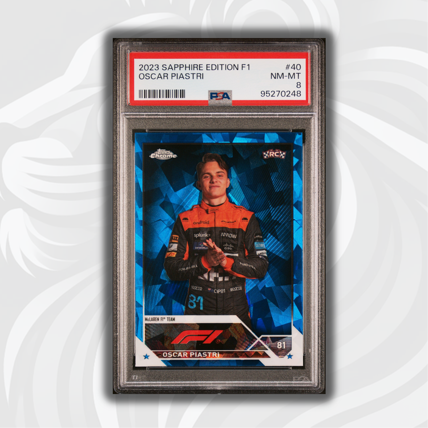 PSA 8 - Oscar Piastri #40 - Sapphire - 2023 Topps Chrome F1  - Rookie Card