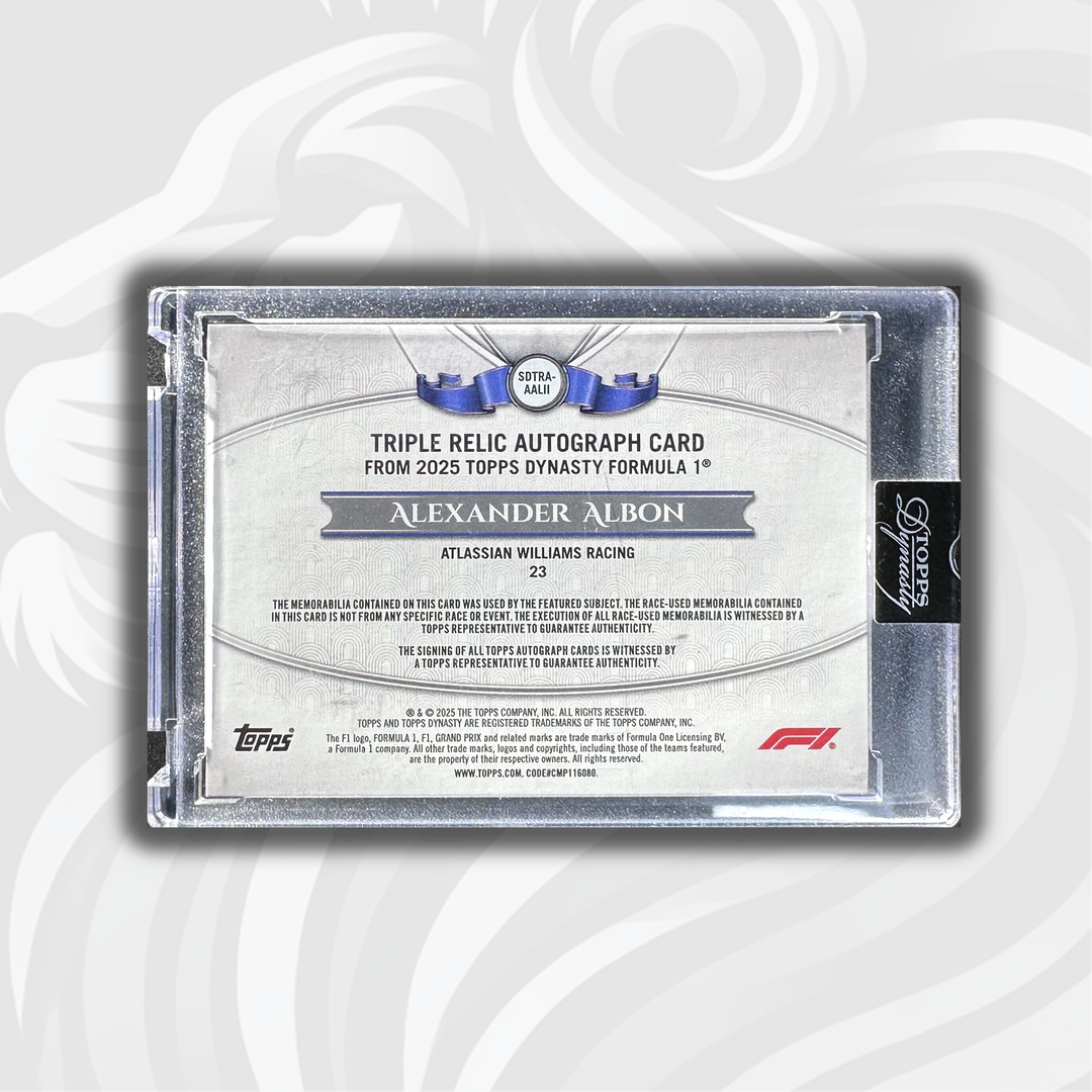5/5 Alexander Albon #SDTRA-AALII - Triple Relic Autograph - 2025 Topps Dynasty Formula 1