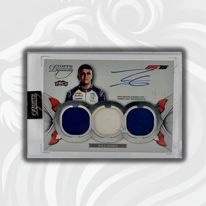 10/10 Silver - Isack Hadjar #SDTRA-IHA - Triple Relic Autograph - 2025 Topps Dynasty F1