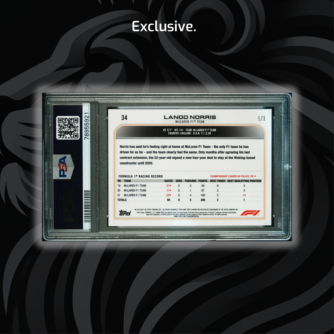 PSA 9 - 1/1 Lando Norris #34 - Superfractor - 2022 Topps Chrome F1