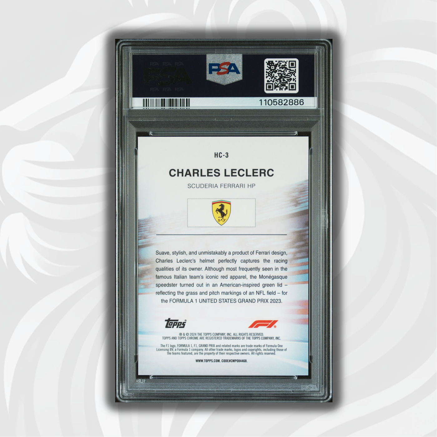 PSA 10 - 8/25 Charles Leclerc #HC3 - Helmet Collection - 2024 Chrome Sapphire
