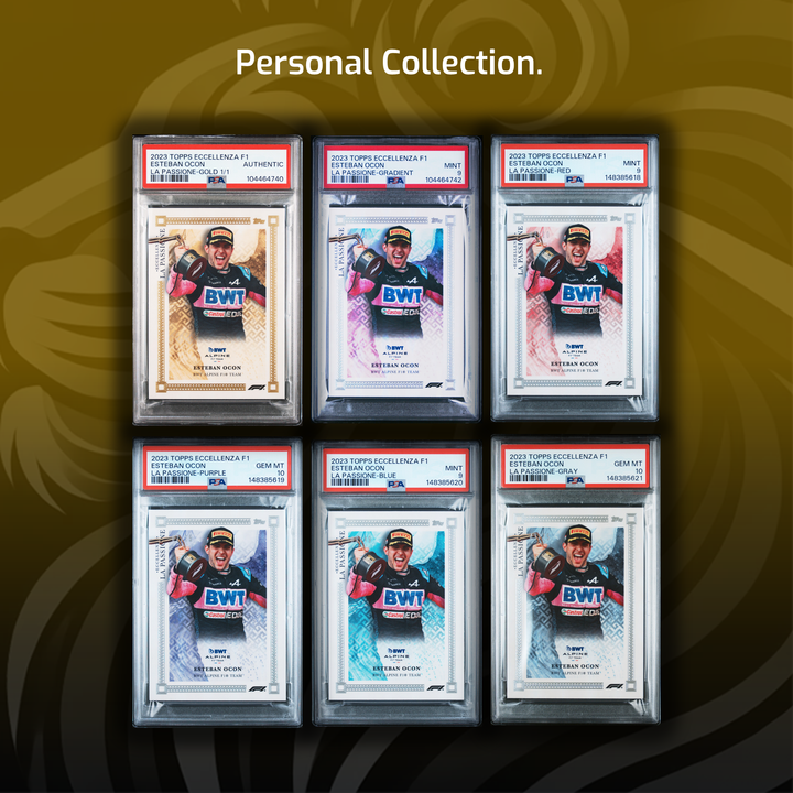 All 4 Rainbows - Esteban Ocon - Driver, Passione, Reliquia, Squadra - 2023 Topps Eccellenza