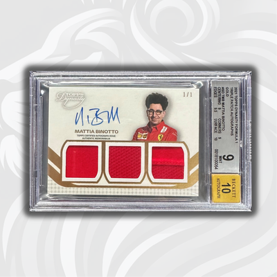 Beckett 9/10 - 1/1 Gold - Mattia Binotto #SDT-MB - 2021 Dynasty Triple Relic Autograph Patch
