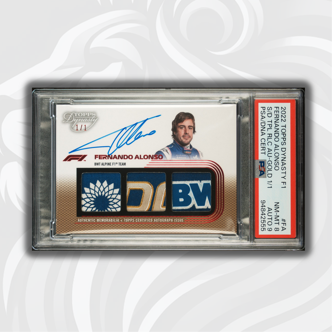 PSA 9 - 1/1 Fernando Alonso #SDTRA-FA - 2022 Topps Dynasty - Triple Relic Autograph