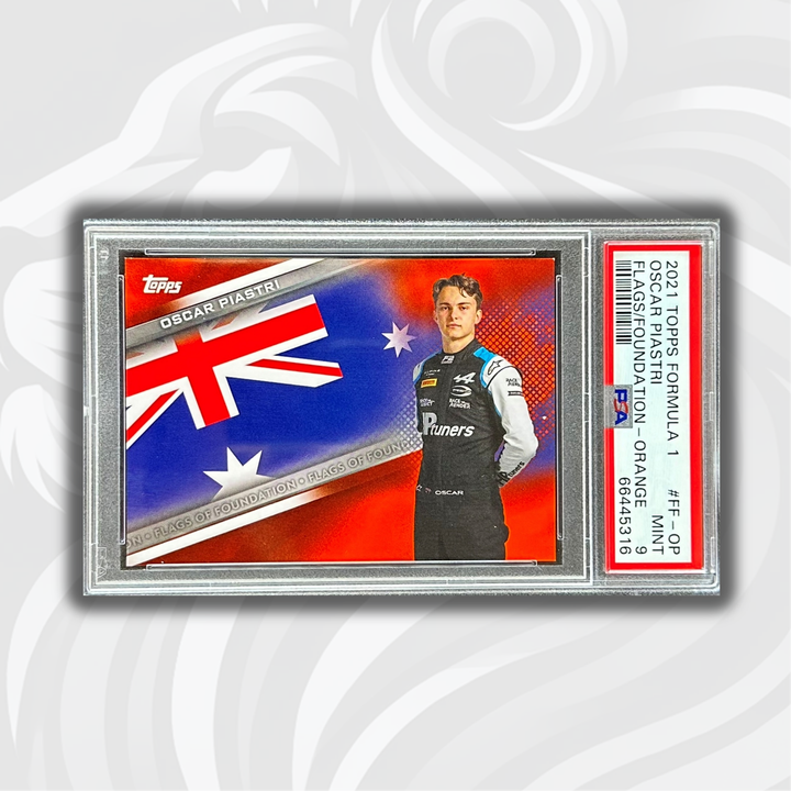 PSA 9 - 20/25 Oscar Piastri - Flags Of Foundation #FF-OP - Orange Parallel