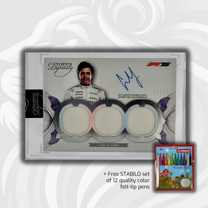 01/10 Silver - Carlos sainz #SDTRA-CSDA - Triple Relic - 2025 Topps Dynasty F1 X STABILO