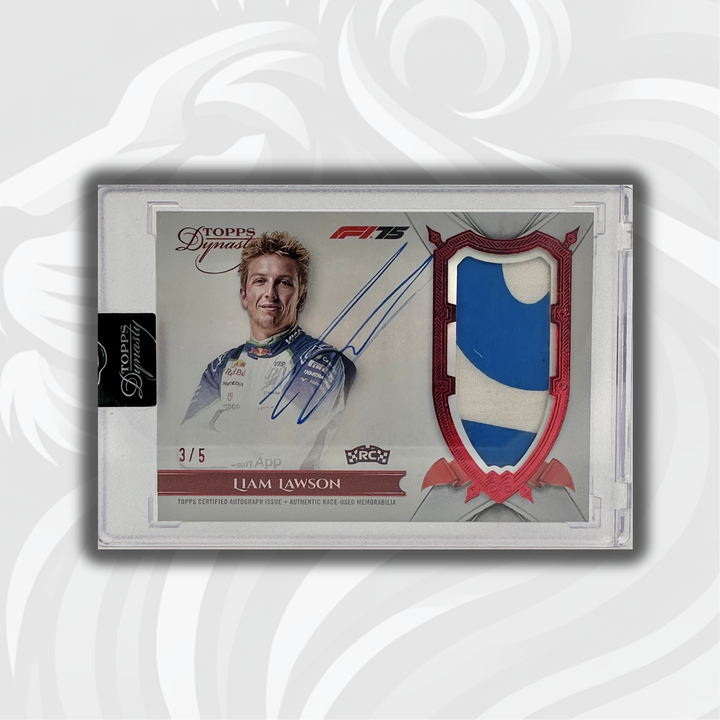 3/5 Red - Liam lawson #DAP-LLAIII - Patch Autograph - 2025 Topps Dynasty F1