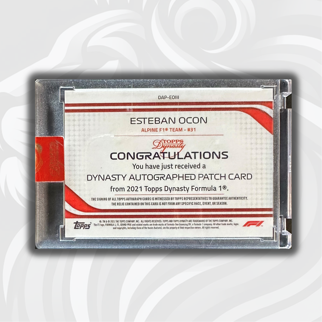 2/5 Red - Esteban  Ocon - 2021 Dynasty Autograph Patch - #DAP-EOIII