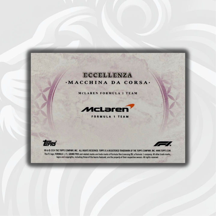 73/75 McLaren Formula 1 Team - 2024 Topps Eccellenza - Macchina Da Corsa Pink