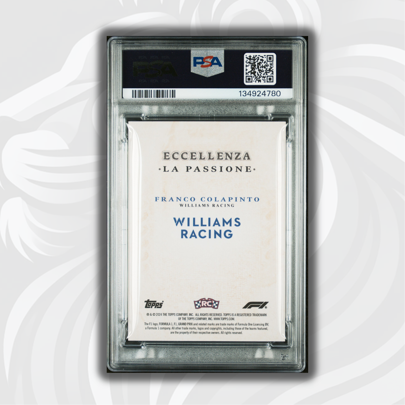 PSA 10 - 1/1 Gold - Franco Colapinto - 2023 Eccellenza La Passione - Rookie Card