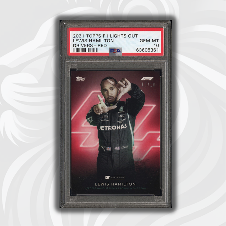 PSA 10 - 10/10 Lewis Hamilton Drivers Red Parallel