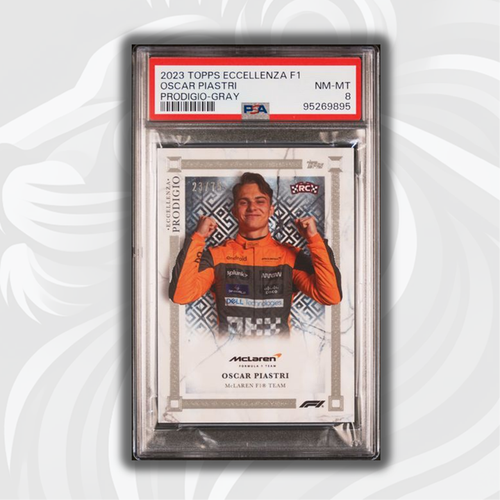 PSA 8 - 23/75 Oscar Piastri - Rookie Card RC - Gray - Prodigio 2023 Topps Eccellenza F1