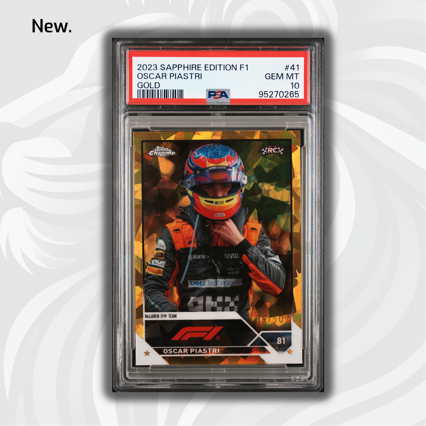 PSA 10 - 39/50 Oscar Piastri #41 - Gold - Sapphire - 2023 Topps Chrome F1 - Rookie Card