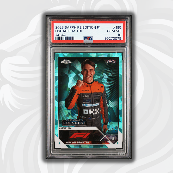 PSA 10 - 84/99 Oscar Piastri #195 - Aqua - Sapphire Edition - 2023 Topps Chrome F1 - Rookie Card