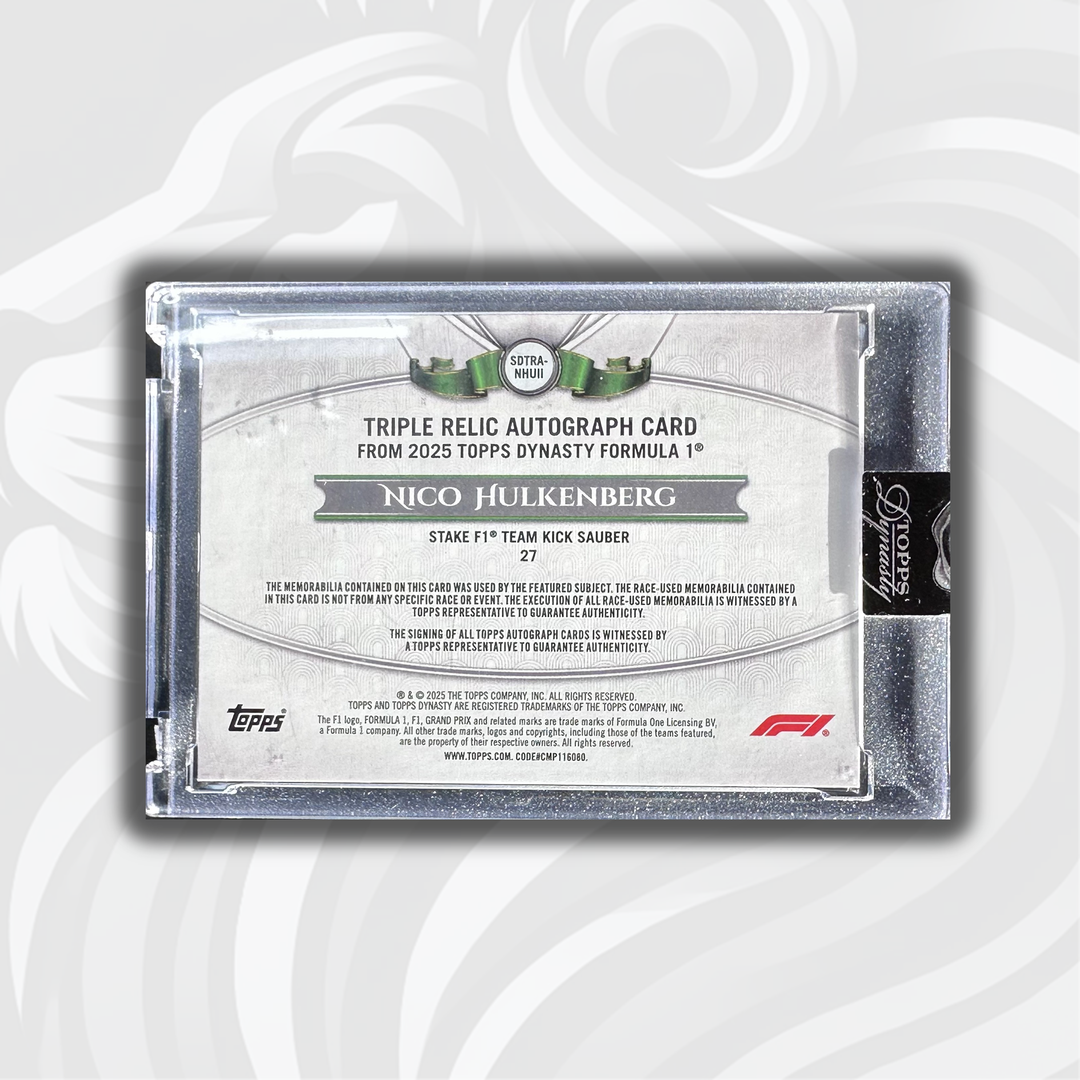 4/5 Nico Hulkenberg - Triple Relic Autograph - 2025 Topps Dynasty F1 - Back