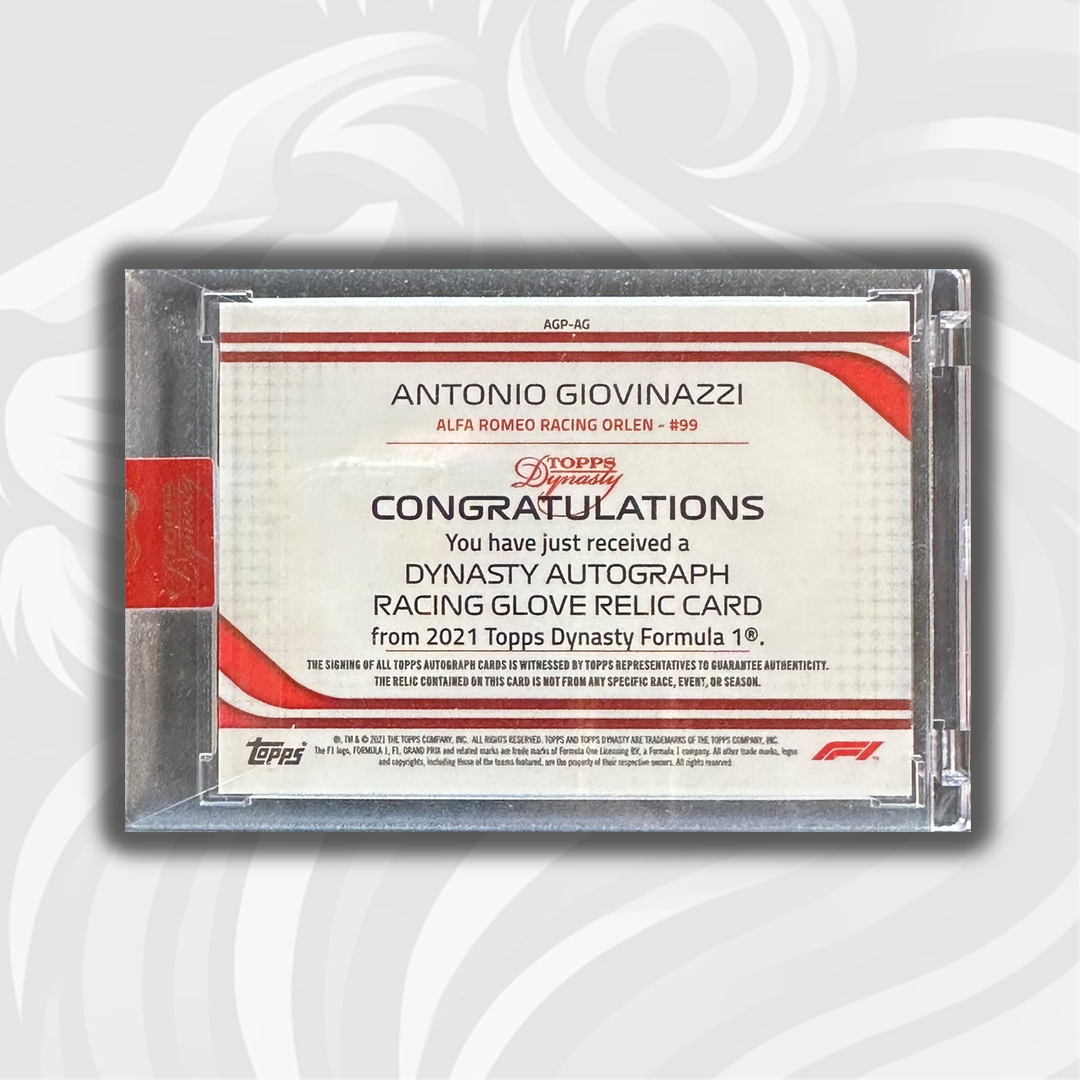 03/10 Silver - Antonio Giovinazzi #AGP-AG - Auto Glove Patch - 2021 Topps Dynasty F1