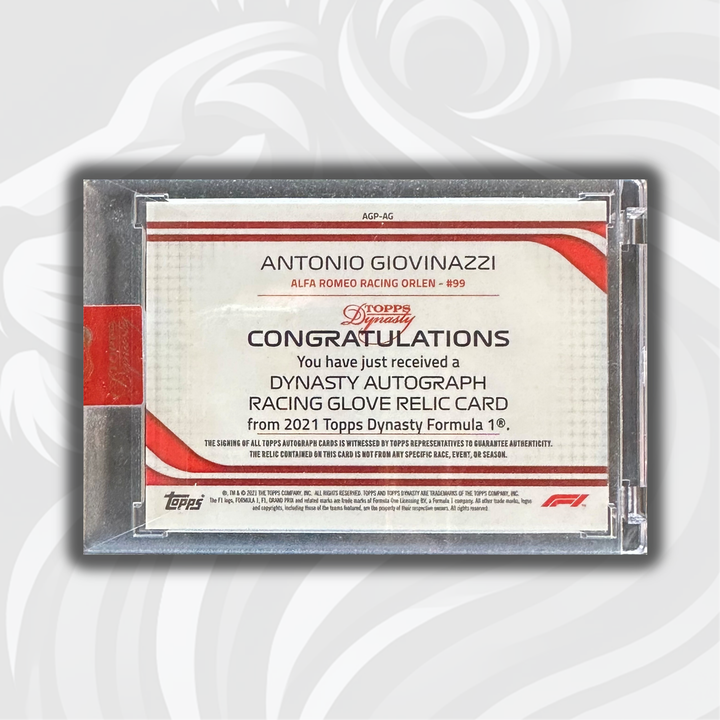 03/10 Silver - Antonio Giovinazzi #AGP-AG - Auto Glove Patch - 2021 Topps Dynasty F1