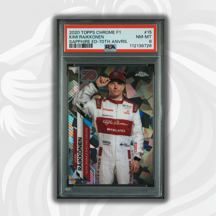 PSA 8 - 69/70 Kimi Raikkonen #15 - Sapphire Edition - 2020 Topps Chrome F1 - 70th Anvrs