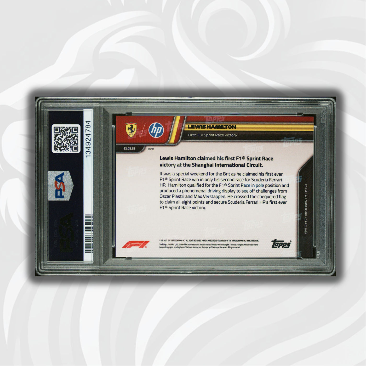 PSA 9 - 5/5 Red - Lewis Hamilton #20 - Sprint Victory - 2025 Topps Now (POP1)