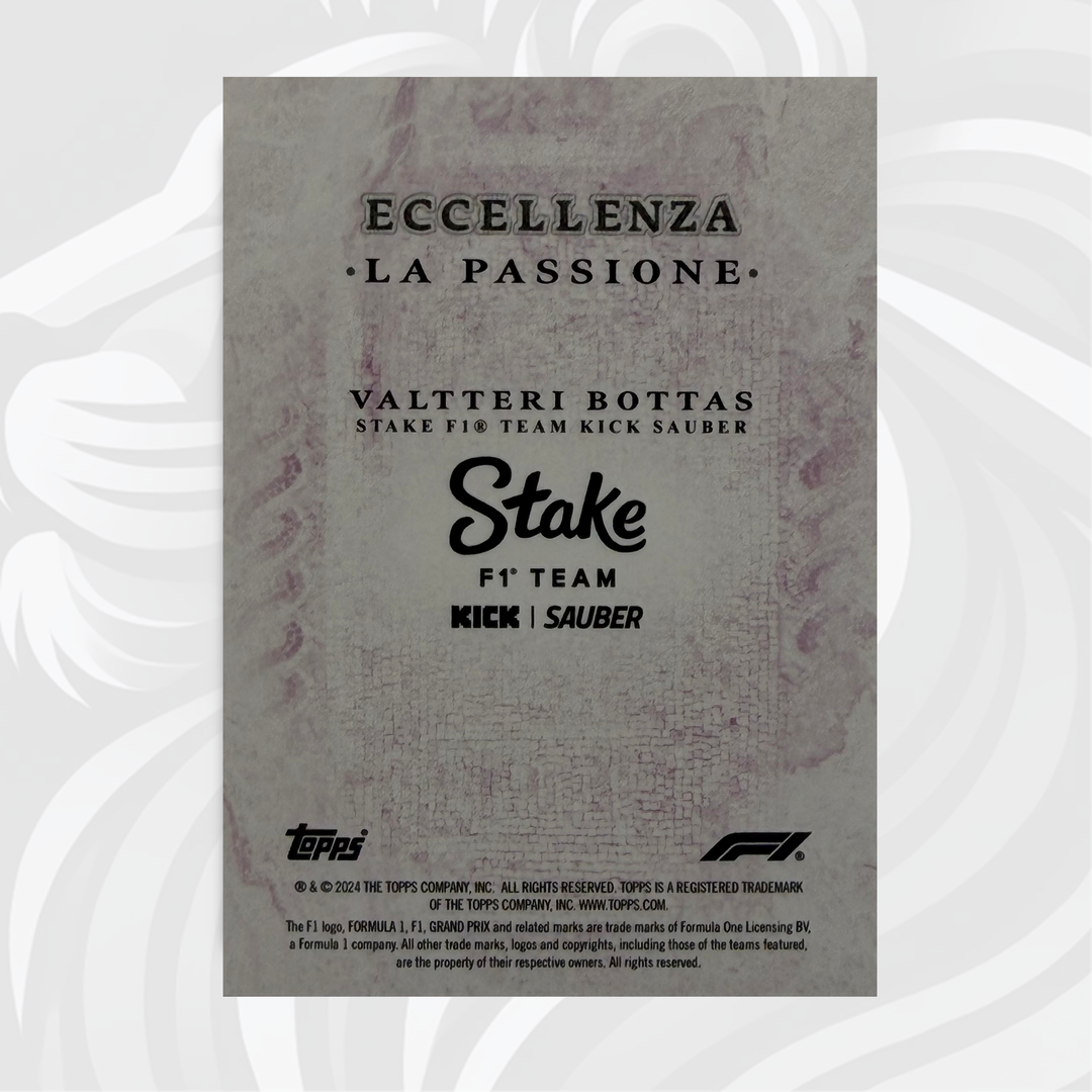 02/25 Valtteri Bottas - La Passione - Purple - 2024 Topps Eccellenza F1