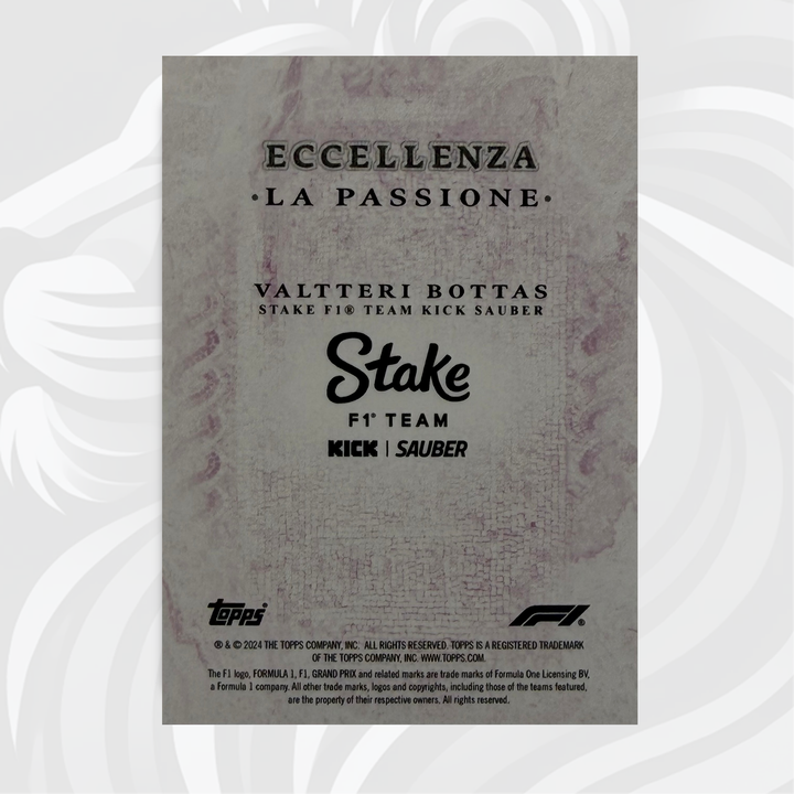 02/25 Valtteri Bottas - La Passione - Purple - 2024 Topps Eccellenza F1