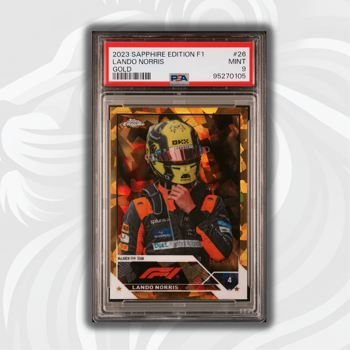 PSA 9 - 43/50 Lando Norris #26 - Gold - 2023 Topps Chrome Sapphire