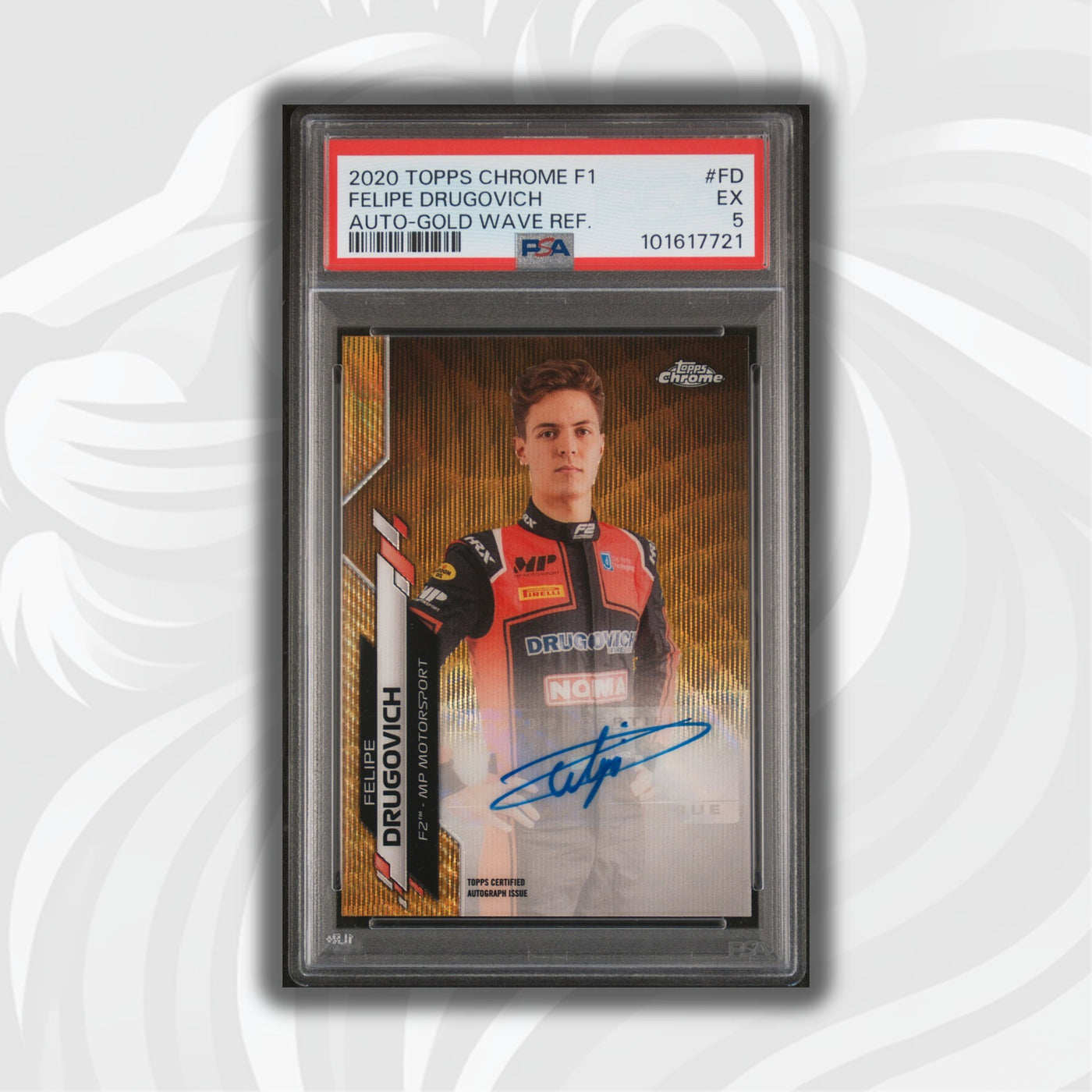 PSA 5 - 29/50 Auto - Felipe Drugovich #F1A-FD - Topps Chrome 2020 - Gold Wave (POP1, 8 HIGHER)