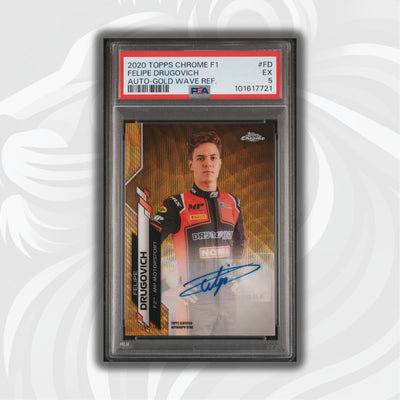 PSA 5 - 29/50 Auto - Felipe Drugovich #F1A-FD - Topps Chrome 2020 - Gold Wave (POP1, 8 HIGHER)