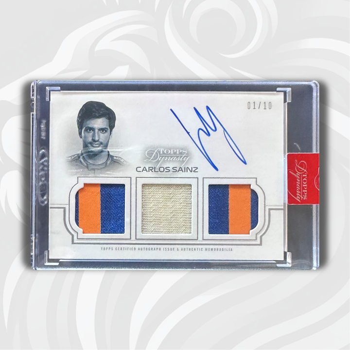 PSA - 01/10 Carlos Sainz - 2020 Topps Dynasty F1 - Triple Relic Autograph - Front