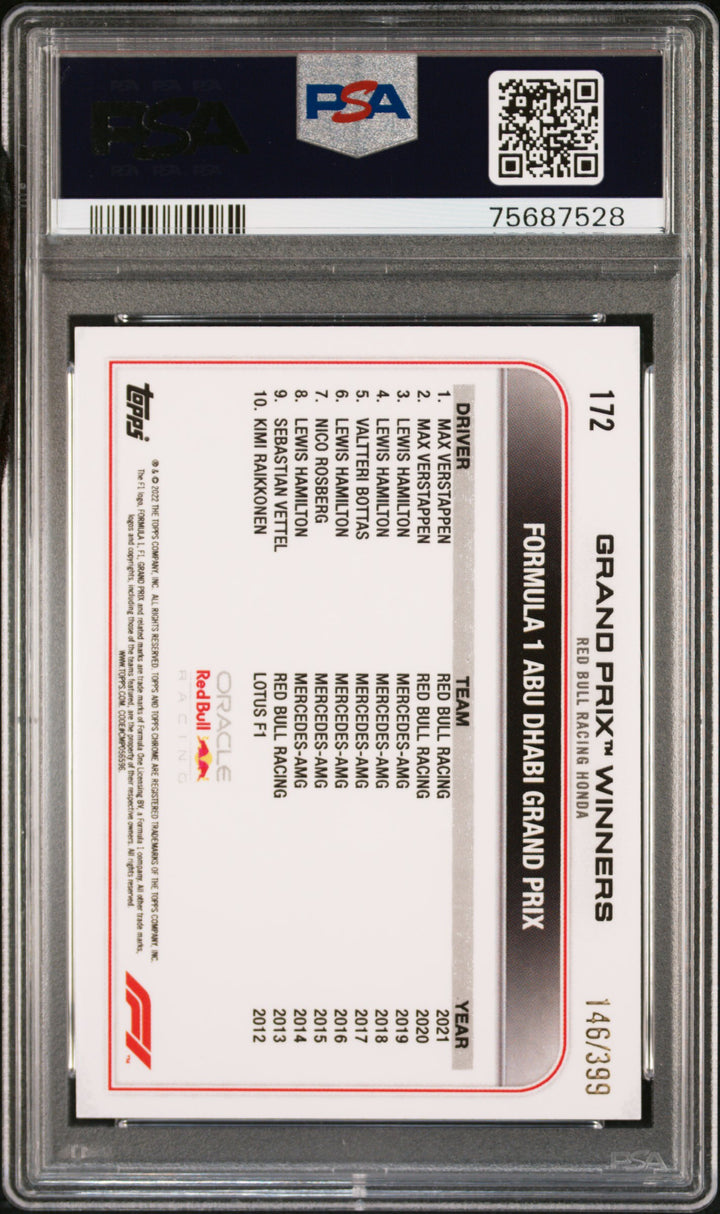 PSA 10 - 148/399 MAX VERSTAPPEN #172 - PURPLE REFRACTOR