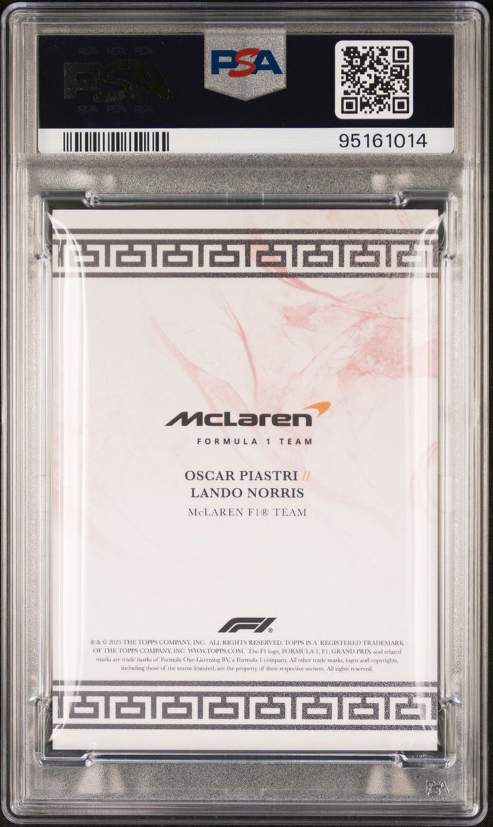 PSA 9 - 07/10 Norris,Piastri - McLaren F1 Team - Red - 2023 Topps Eccellenza La Squadra