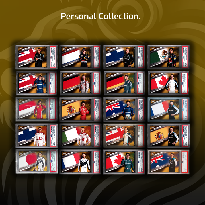 Set - Orange & Gold Flags of Foundation - All F1 + Piastri - 2021 Topps Formula 1 - 40 Cards