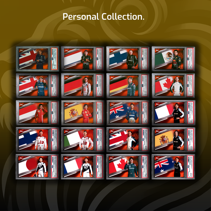 Set - Orange & Gold Flags of Foundation - All F1 + Piastri - 2021 Topps Formula 1 - 40 Cards