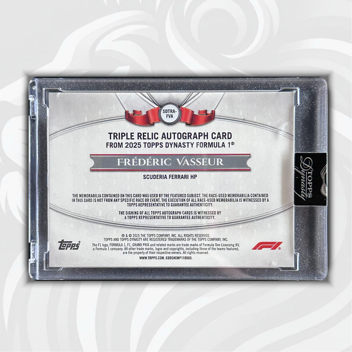 2/5 Frederic Vasseur #SDTRA-FVA - Triple Relic Autograph - 2025 Topps Dynasty Formula 1