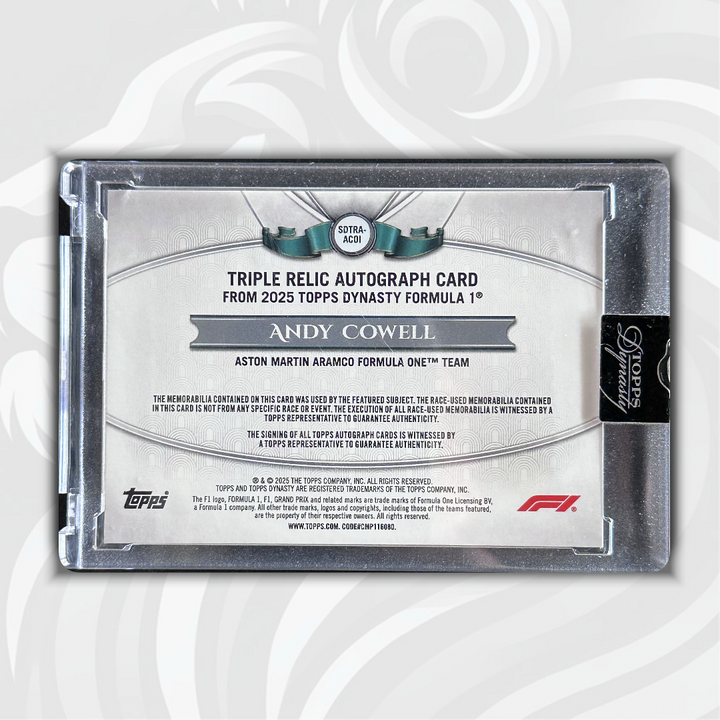 3/5 Andy Cowell #SDTRA-ACOI - Triple Relic Autograph - 2025 Topps Dynasty Formula 1