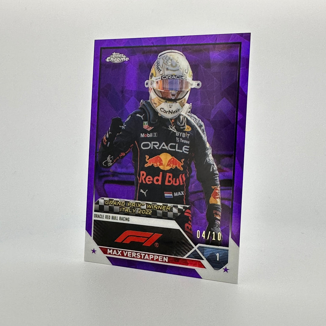 PSA 9 - 04/10 Purple - Max Verstappen #159 - 2023 Topps Chrome Sapphire