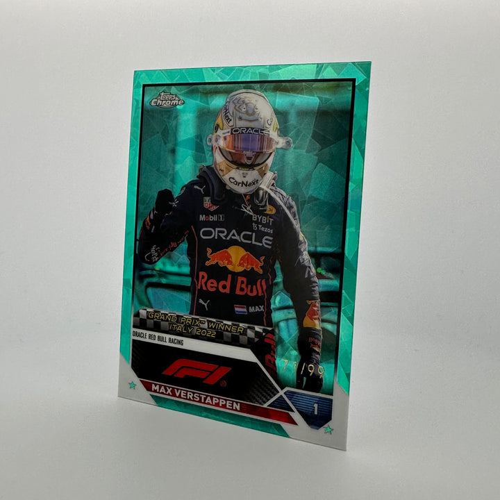 71/99 Aqua - Max Verstappen #159 - 2023 Topps Chrome Sapphire
