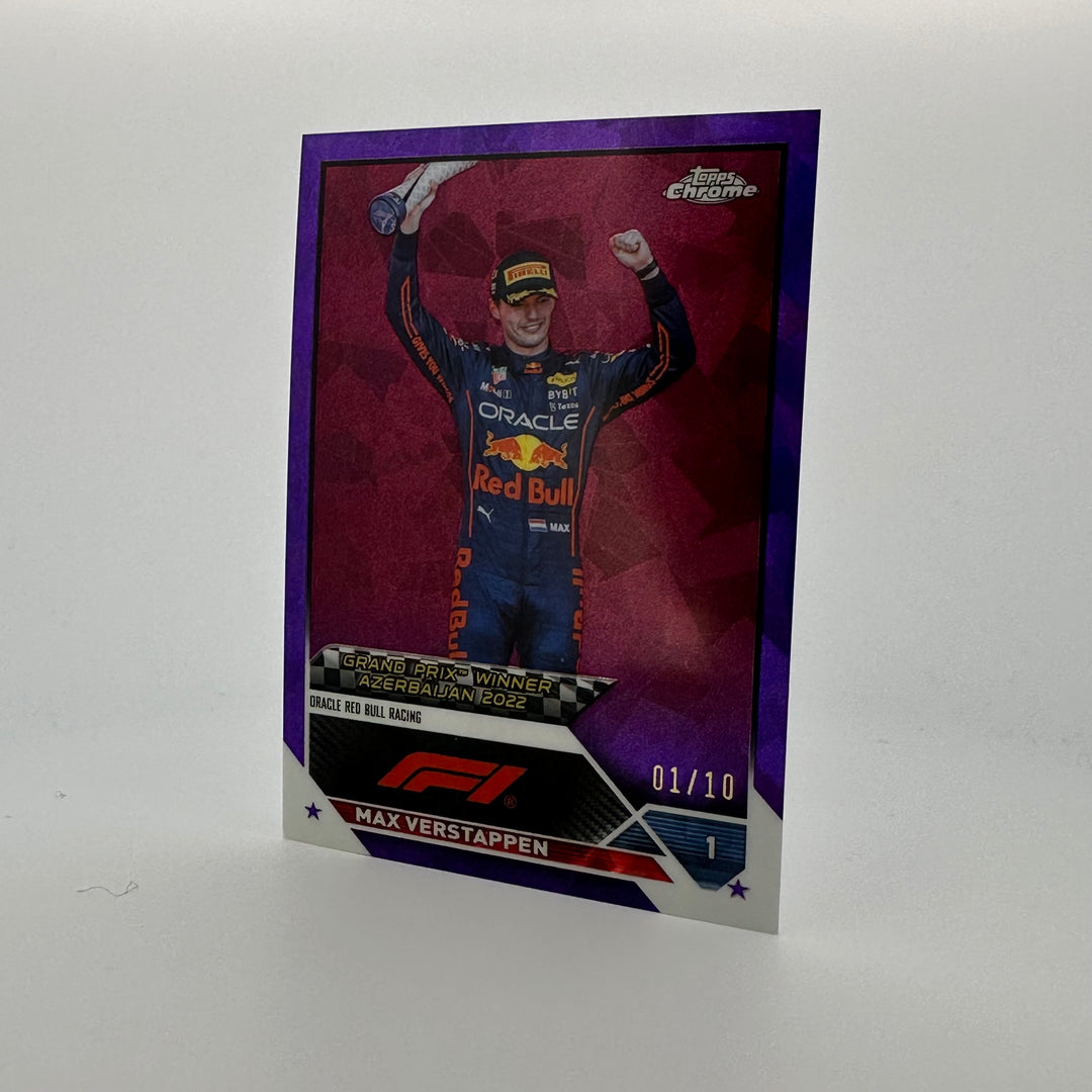 PSA 8 - 01/10 Purple - Max Verstappen #151 - 2023 Topps Chrome Sapphire