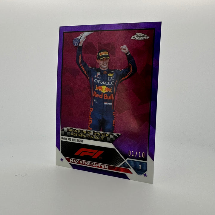 PSA 8 - 01/10 Purple - Max Verstappen #151 - 2023 Topps Chrome Sapphire