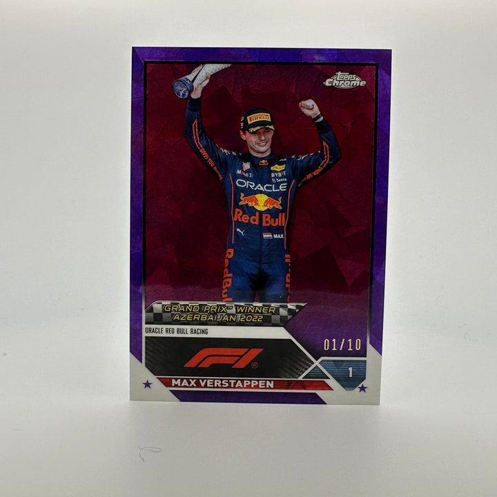 PSA 8 - 01/10 Purple - Max Verstappen #151 - 2023 Topps Chrome Sapphire