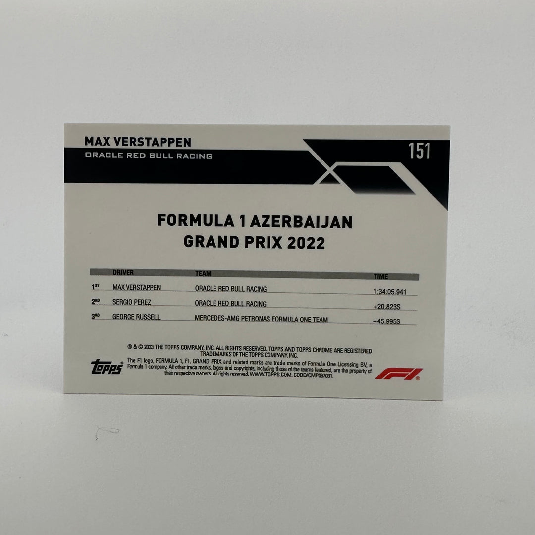PSA 8 - 01/10 Purple - Max Verstappen #151 - 2023 Topps Chrome Sapphire