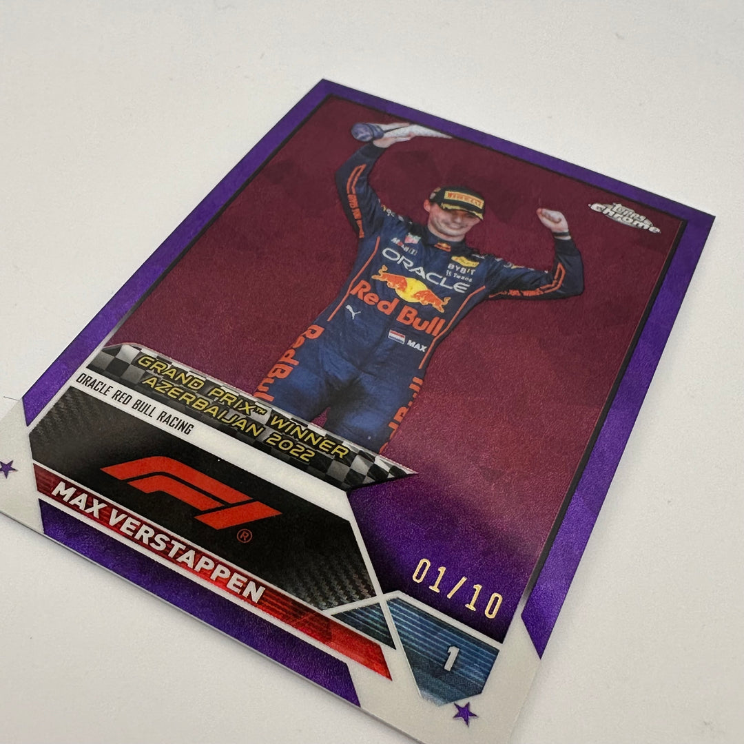 PSA 8 - 01/10 Purple - Max Verstappen #151 - 2023 Topps Chrome Sapphire