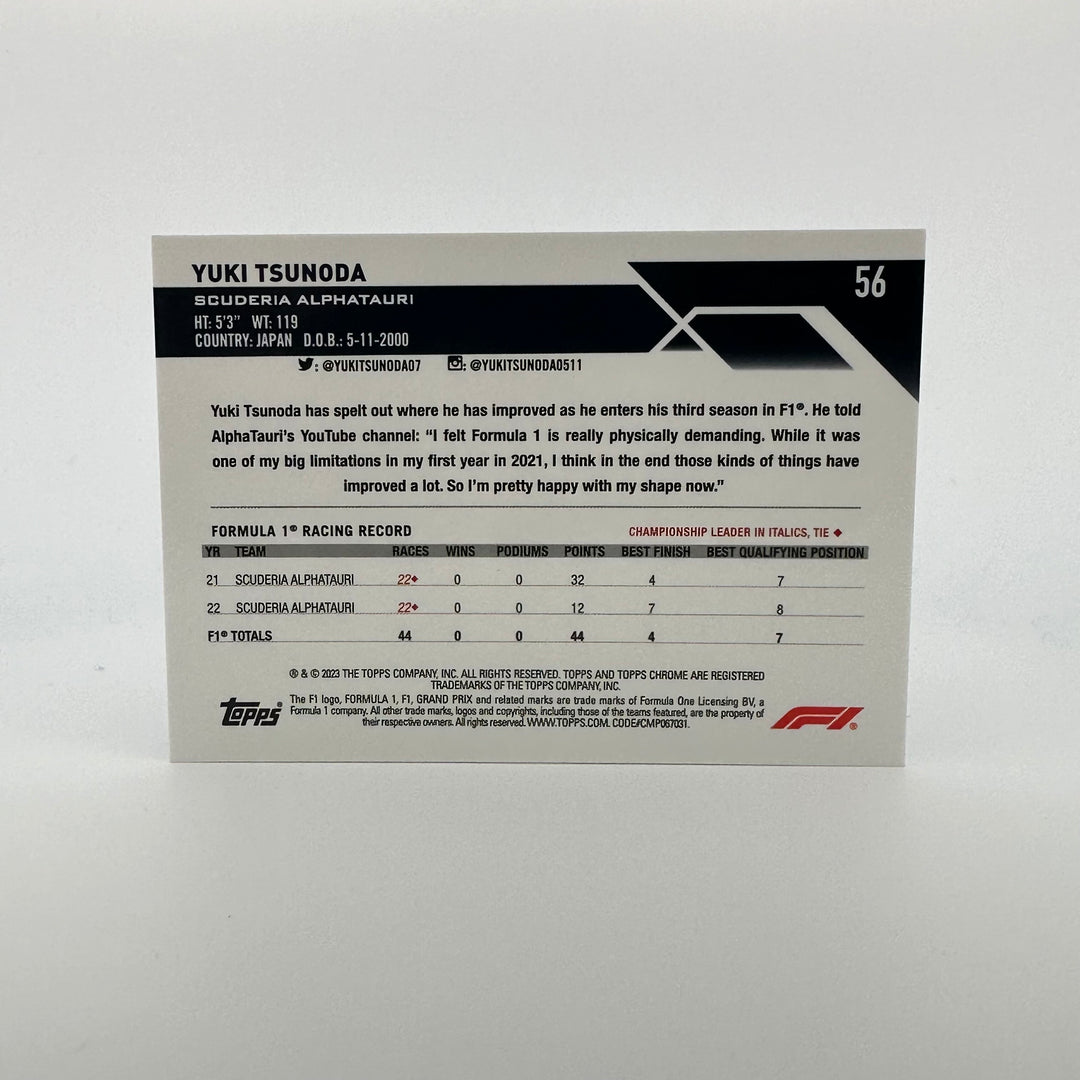 PSA 10 - 3/10 Purple - Yuki Tsunoda #56 - 2023 Topps Chrome Sapphire