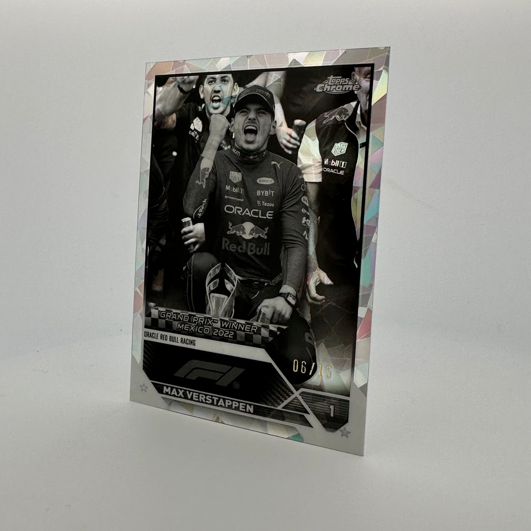 PSA 8 - 06/15 Black & White - Max Verstappen #163 - 2023 Topps Chrome Sapphire