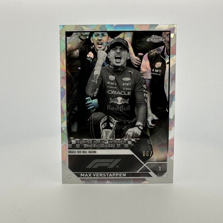 PSA 8 - 06/15 Black & White - Max Verstappen #163 - 2023 Topps Chrome Sapphire