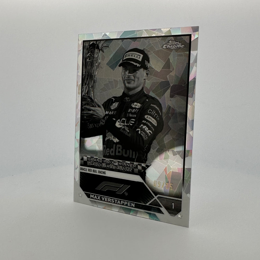 PSA 10 - 09/15 Black & White - Max Verstappen #145 - 2023 Topps Chrome Sapphire