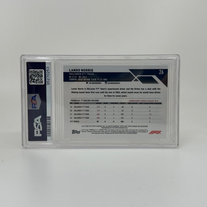 PSA10 - 1/5 Lando Norris #26 - Red - 2023 Topps Chrome Sapphire
