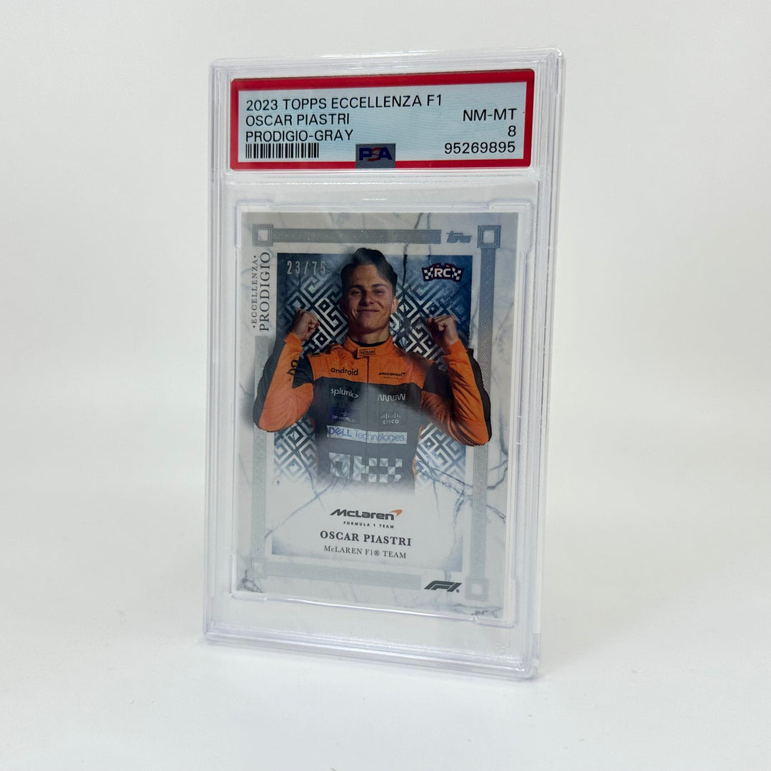 PSA 8 - 23/75 Oscar Piastri - Rookie Card RC - Gray - Prodigio 2023 Topps Eccellenza F1