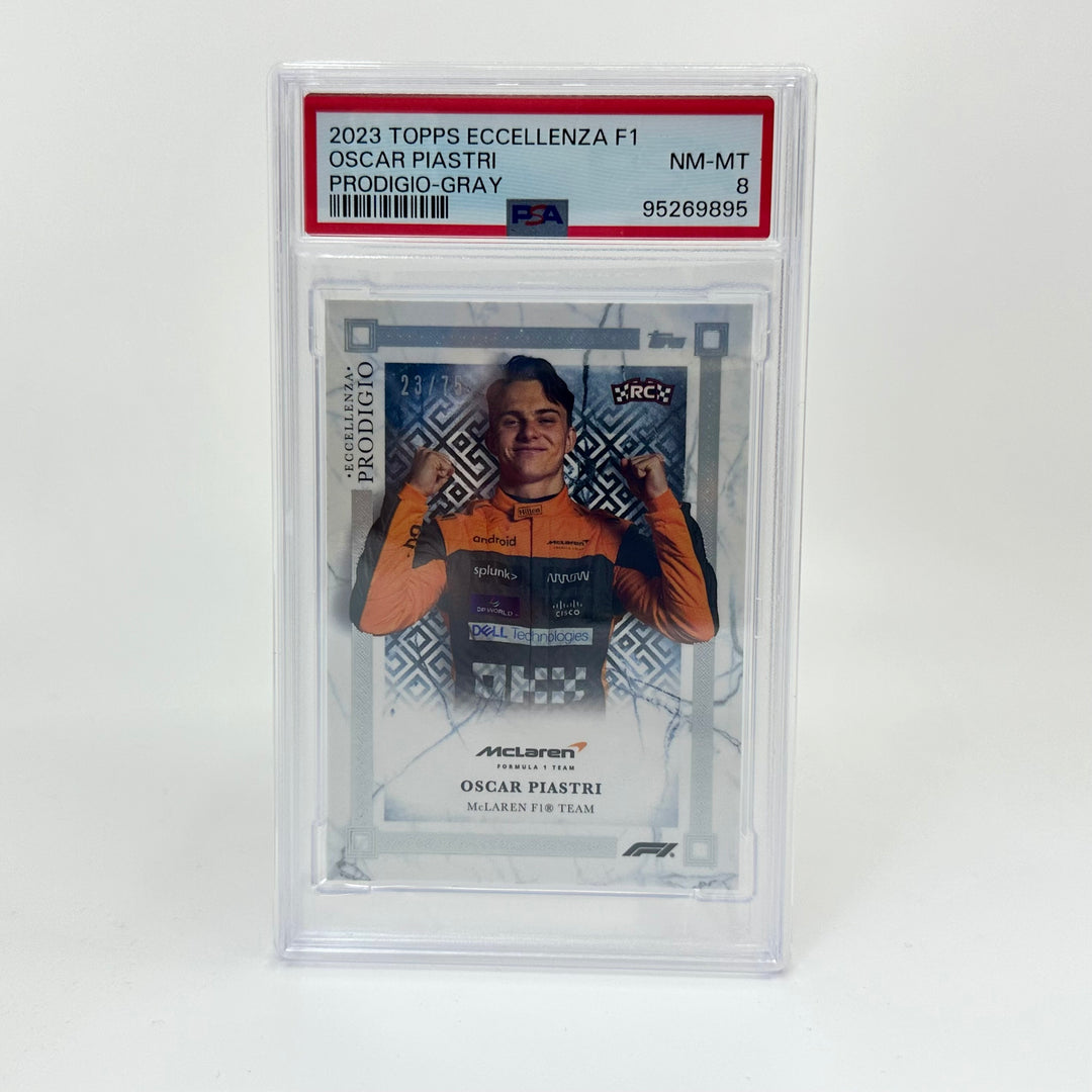 PSA 8 - 23/75 Oscar Piastri - Rookie Card RC - Gray - Prodigio 2023 Topps Eccellenza F1