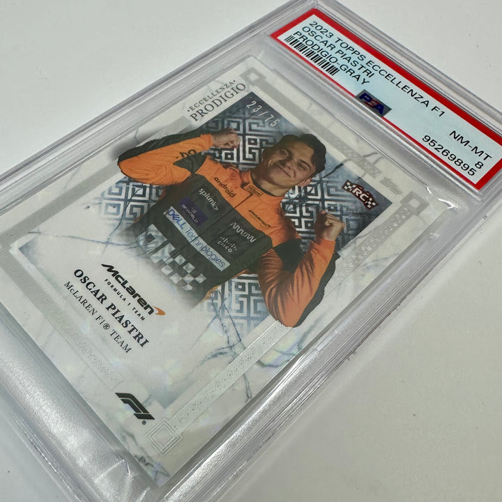 PSA 8 - 23/75 Oscar Piastri - Rookie Card RC - Gray - Prodigio 2023 Topps Eccellenza F1